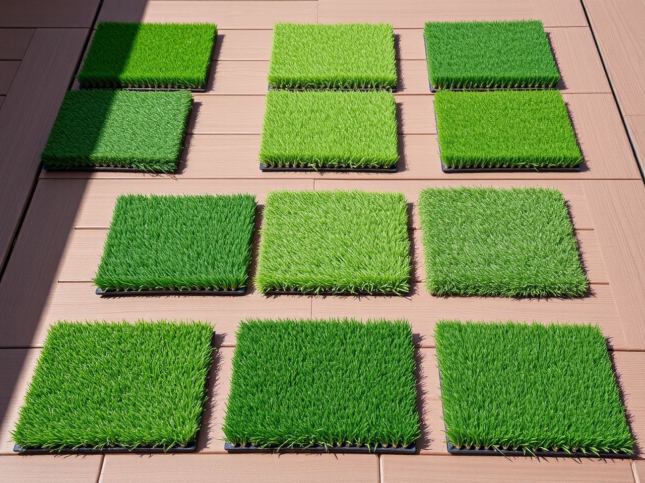 Artificial turf samples with different pile heights